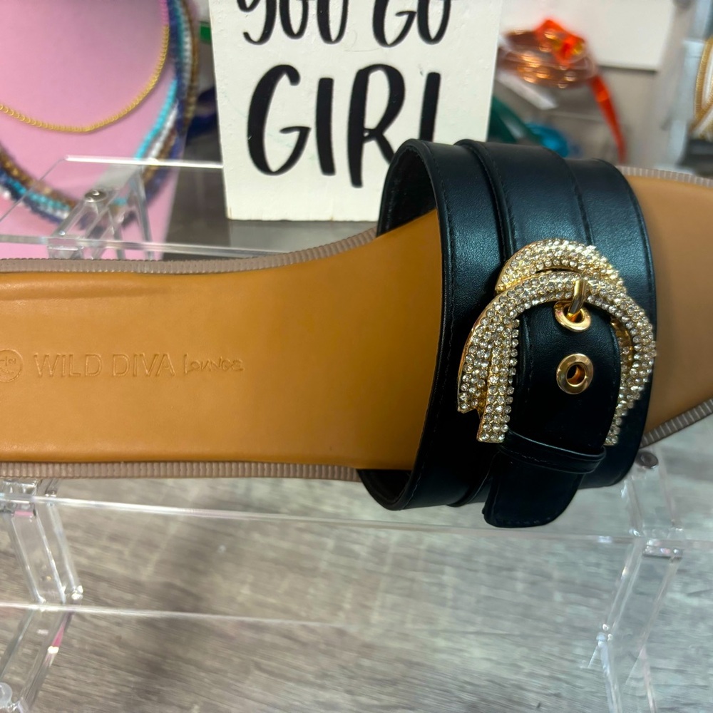 Women sparkling buckle flat sandals. Wild Diva multiple sizes